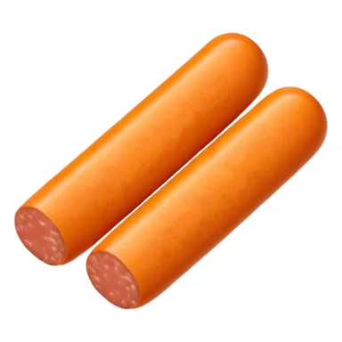 orange cylindrical pieces sausage shaped on each end with no lines sticker