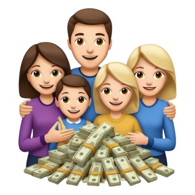 money around a family of four people sticker