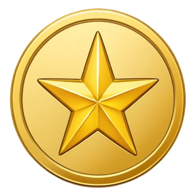 Gold star coin emoji in a circle sticker