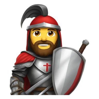 make an emoji like this 🧙🏻‍♂ but instead the guy without a beard and also wearing "Crusaders" clothing and a helmet plus with a sword and shield
make sure there is the crusaders flag on the armour 
 sticker