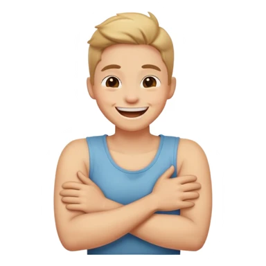 Arms crossed around neck laughing  sticker