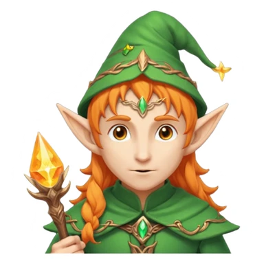 Orange Haired Elf, old Mage elf with glowing orange staff sticker