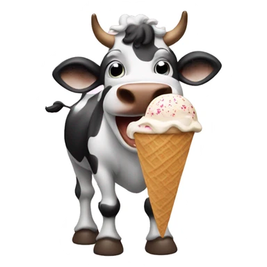cow eating ice cream  sticker