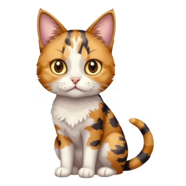 full body anxious looking colourful light calico tabby cat with hazel eyes and very patchy calico fur sticker