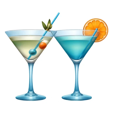 Create an two emoji of martini cocktail, cheers with blue lagoon cocktail sticker
