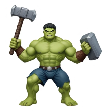 Hulk holding Thor's hammer Mjolnir sticker