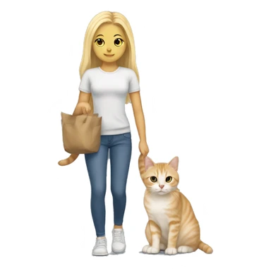 Cat american bobtail with blonde girl carrying it sticker