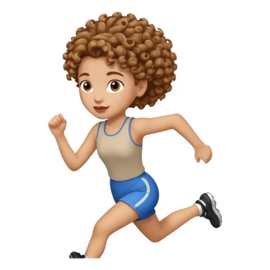  curly 
updo hair brown hair girl running sticker