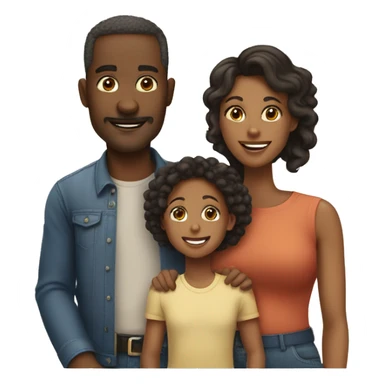 a loving black family black dad, light skinned mom, 1 son, 1 daughter sticker