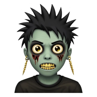 zombie emo black boy emoji with spiky hair and gold grillz sticker