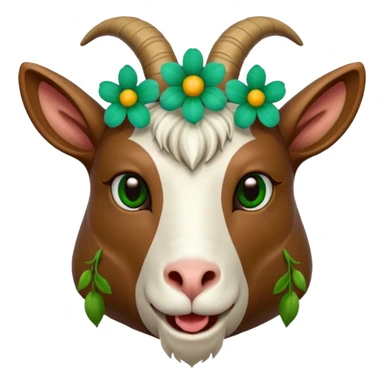 Keçi kafası agzında çicek sticker