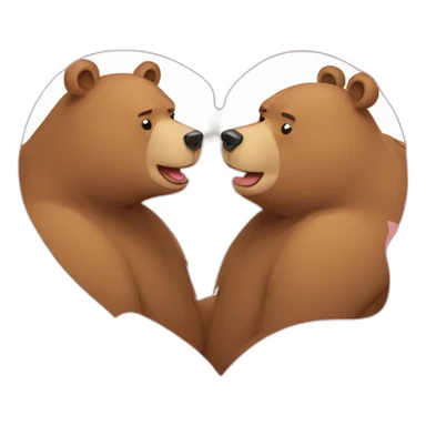 Female bear and male bear kissing, face only, with hearts above them sticker