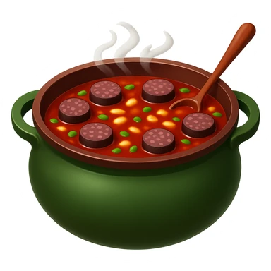 Remove the egg from the sundae gukbap, keep the rest of the ingredients and the steaming soup in the earthenware pot. The style is Apple emoji style with no background. sticker