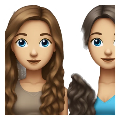 Two long hair brunette girls one with blue eyes one with brown eyes sticker