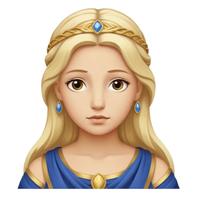 Metis The blonde pre-Olympian goddess of wisdom, counsel, and deep thought. She was the first wife and advisor of Zeus and the mother of Athena, the later goddess of wisdom. Her name connoted "cunning intelligence," a quality highly valued in Greek heroes like Odysseus. 
 sticker