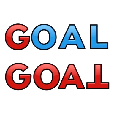Word “Goal” sign comic style blue (#00A3E0) and red (#F9423A)  sticker
