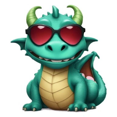 dragon with heart eyes wearing sunglasses sticker