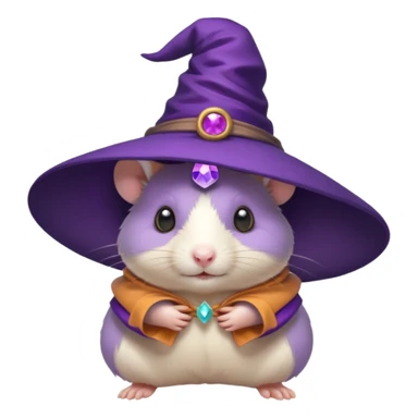 cute hamster wearing a purple witch hat sticker