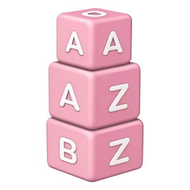 Light pink and white toy alphabet blocks stacked sticker