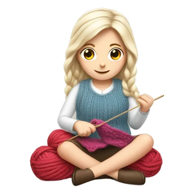 white girl knitting sticker