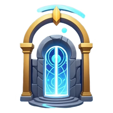 universe gate object icon, gigantic cosmic portal doorway, swirling galaxy energy inside, glowing starry aura, mystical space runes, fantasy sci-fi style, 3D cartoon, mobile game icon style, centered, clean background, no text, no watermark sticker