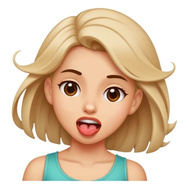 girl shaking her head and swinging her tongue out left and right sticker