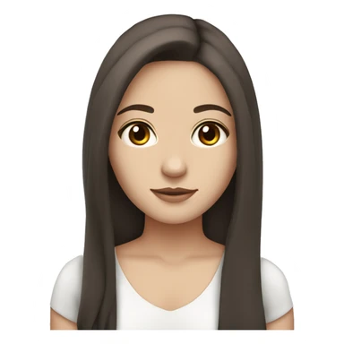 Pretty White skin girl with long dark brown hair and brown eyes sticker