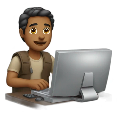 Brown man with computer and money sticker