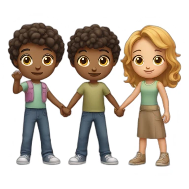 3 siblings back to back crossing hands sticker