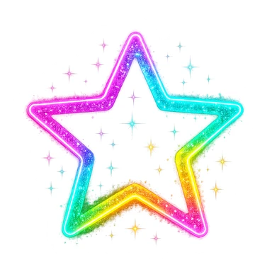 kpop neon star with glitter, bold and trendy sticker