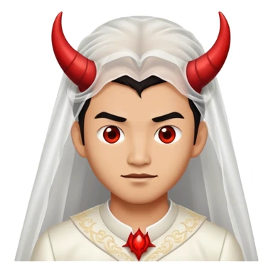 an asian male bride with the face of devil in wedding dress sticker