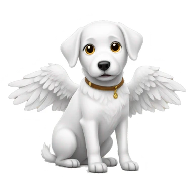 White dog have a wing sticker