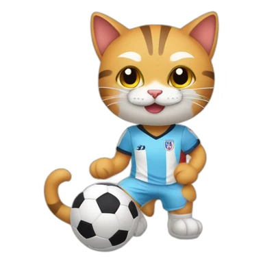 A cat as a footballer with a ball of thread sticker