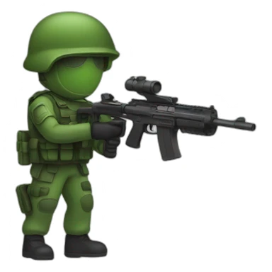Green soldier with gun sticker