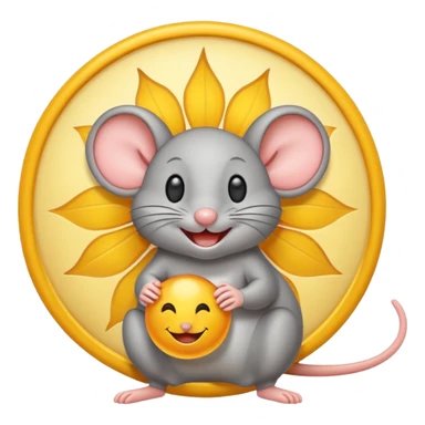 A mouse inside of a gray sun ☀️ 🐭 sticker
