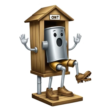 A "I STINK AT FANTASY FOOTBALL" trophy an outhouse-shaped figure with legs on a metallic base - perfect for commemorating league losers.​​​​​​​​​​​​​​​​ sticker