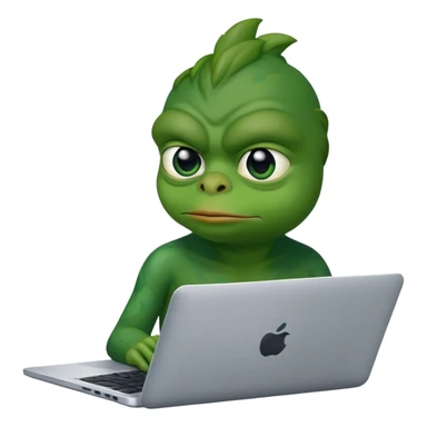 pepe sits in a laptop sticker