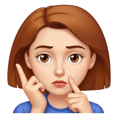 Woman with finger on chin, puzzled expression with furrowed brow sticker