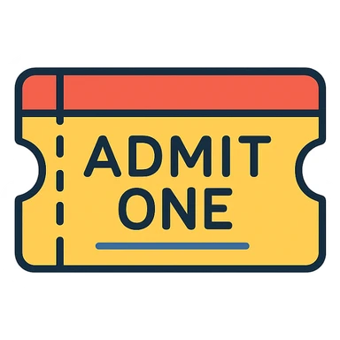 modern icon of an admission ticket, geometric shapes, contemporary look, no text sticker