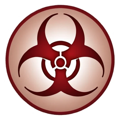 Biohazard logo on dark red circle sticker