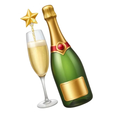 girl with Champagne bottle with party cap, only bottle. sticker