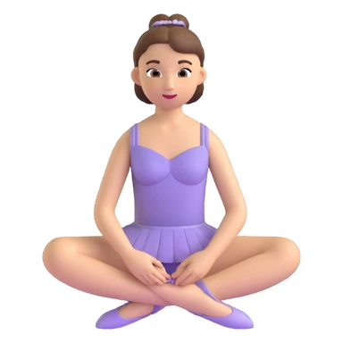 ballerina in 3D emoji style, sitting and tying ballet shoes, serene look sticker