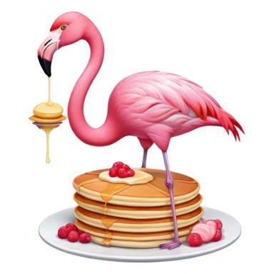 flamingo with a pancake sticker