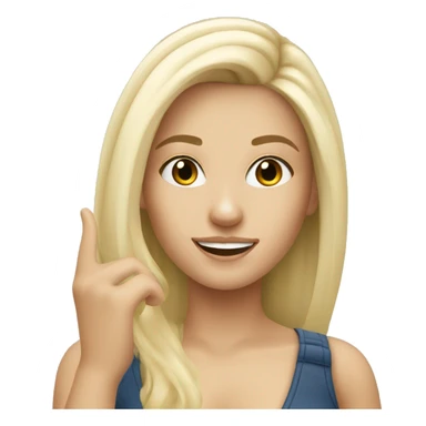 white blonde girl taking a selfie sticker