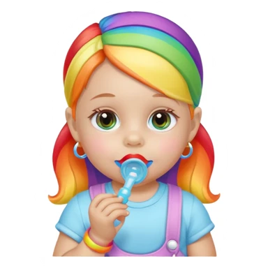 a rainbow skin baby girl with pacifier sticker