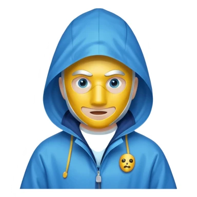 blue raincoat, just rain coat, negative character. sticker