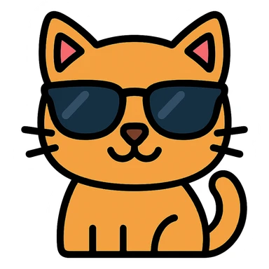 color outline icon of a cat wearing sunglasses sticker