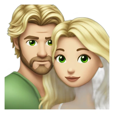 Chris hemsworth kiss blond woman with green eyes amd very very very long hair sticker