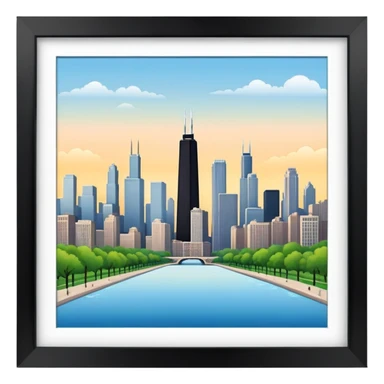 Morning in Chicago with skyline sticker