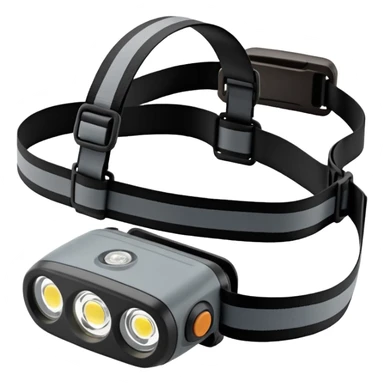hiking headlamp inspired by Black Diamond Spot 400R, compact modern headlamp with central light, adjustable strap, subtle outdoor gear details, clean emoji style sticker